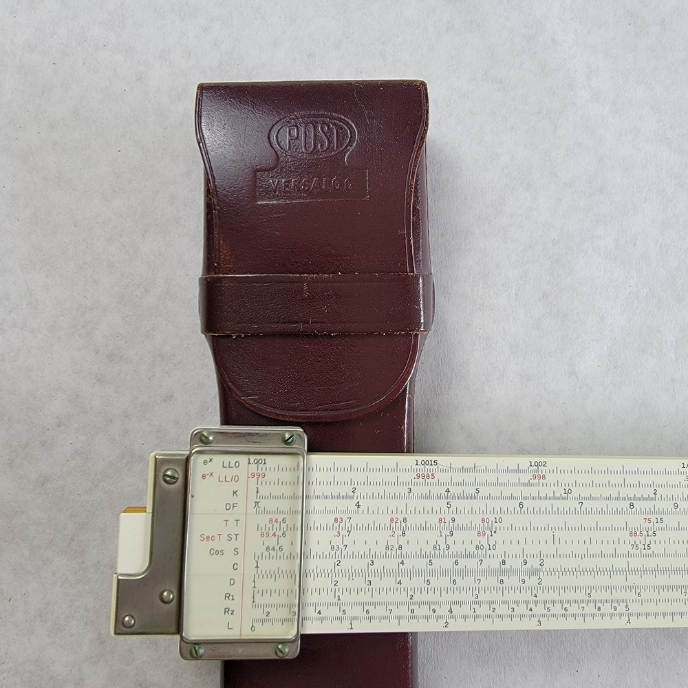 Vintage Post Versalog 1460 Slide Rule with Original Leather Case Bamboo Hemmi